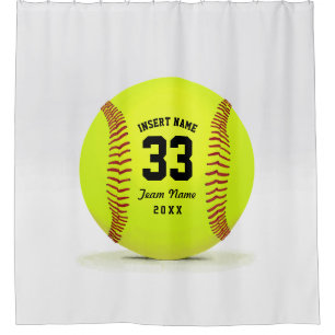 Modern Softball Team Shower Curtain