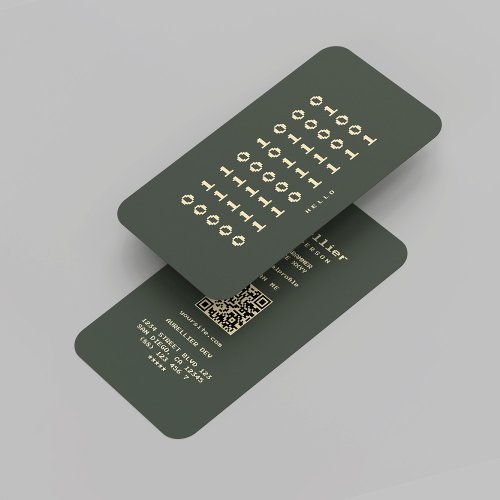 Modern Software Developer Binary Dark Green Gold Business Card