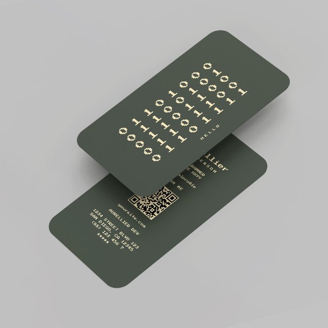 Modern Software Developer Binary Dark Green Gold Business Card (Modern Software Developer Binary Dark Green Gold Business Card
)