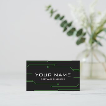 Modern Software Developer Technology Minimalist Business Card | Zazzle
