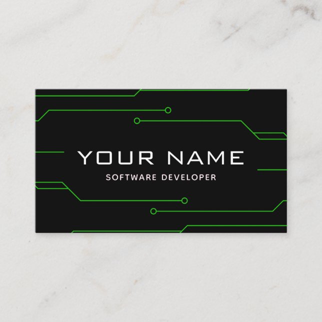 Modern Software Developer Technology Minimalist Business Card (Front)