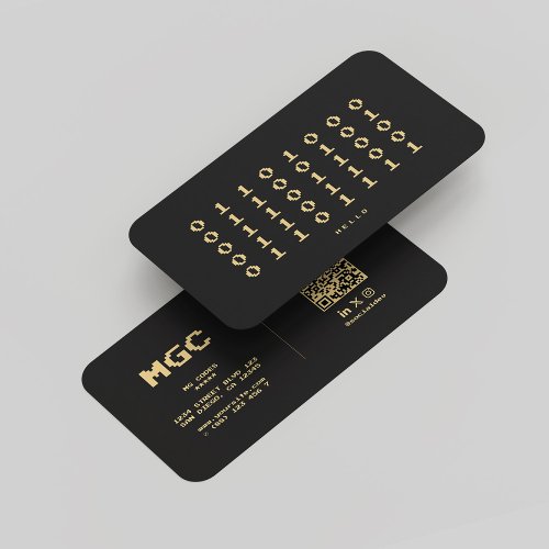 Modern Software Engineer Binary Monogram Black Business Card