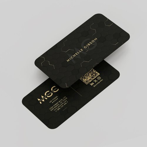 Modern Software Engineer Monogram Black Gold Business Card