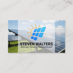 Modern Solar Panel Logo Eco Tech Business Card