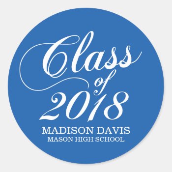 Modern Solid Blue | Graduation Stickers by cardeddesigns at Zazzle