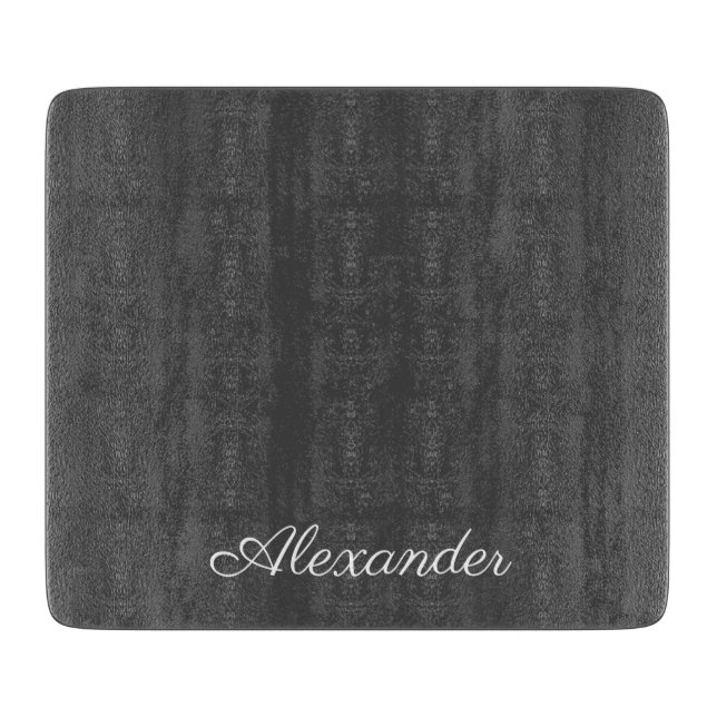 Modern Solid Charcoal Gray  Template White Script  Cutting Board (Front)
