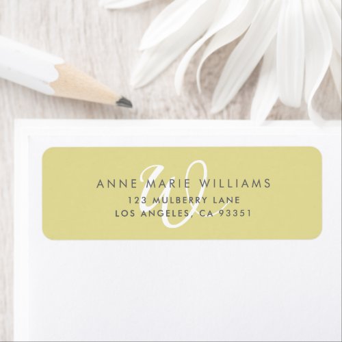 Modern Solid Chartreuse White Script Monogram Label