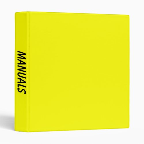 Modern Solid Color Bright Yellow Manuals 3 Ring Binder