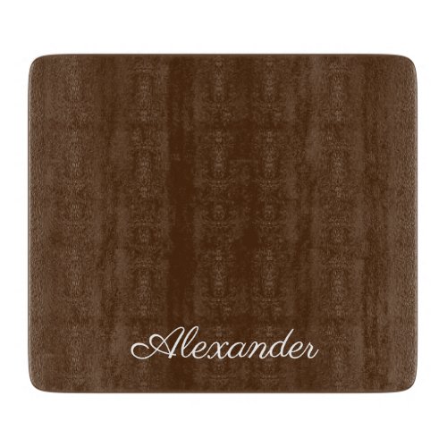 Modern solid color Brown template  White Script   Cutting Board