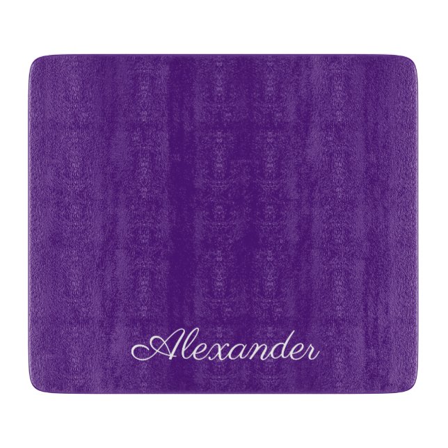 Modern Solid Color Dark Purple White Script    Cutting Board (Front)
