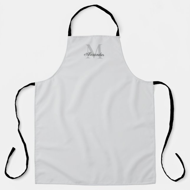 Modern Solid color gray template  Black Script Apron (Front)