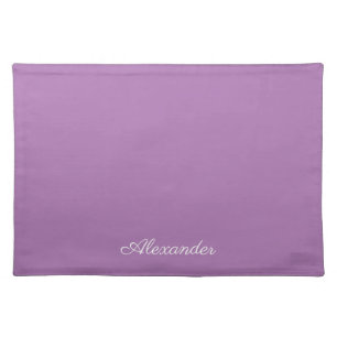 Modern Solid Color Medium Purple White Script Clot Cloth Placemat