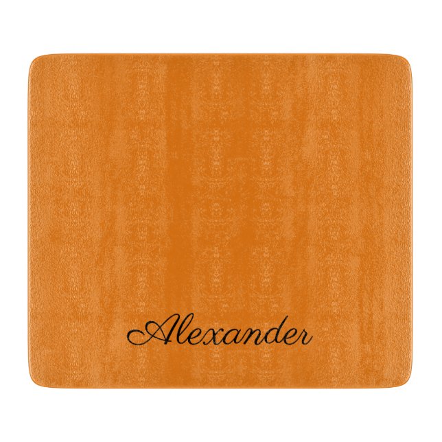 Modern Solid color orange template black script  C Cutting Board (Front)