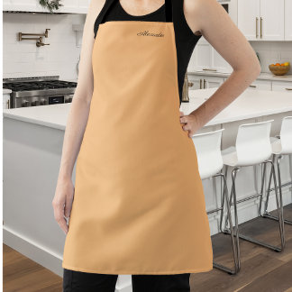 Modern Solid color Peach template Black Script Apron