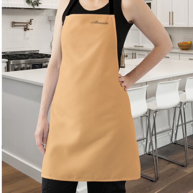 Modern Solid color Peach template Black Script Apron (Creator Uploaded)