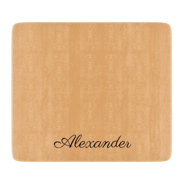 Modern Solid color Peach template Black Script  Cutting Board (Front)