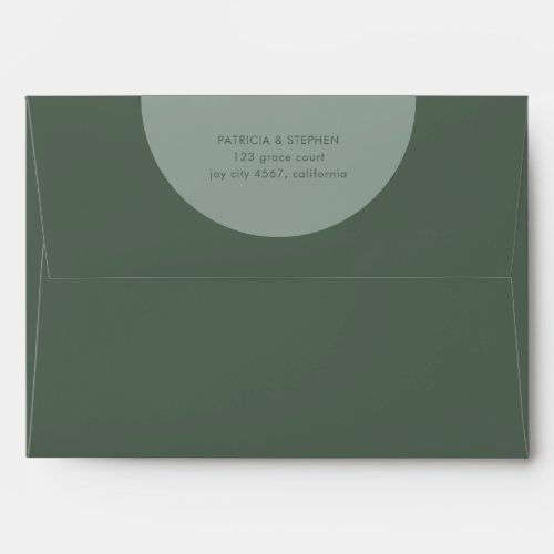 Modern Solid Geometric Moss Dark Green Wedding Envelope