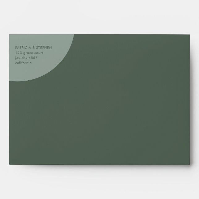 Modern Solid Geometric Sage Green Wedding Envelope (Front)