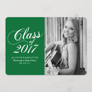Modern Solid Green   Graduation Announcement