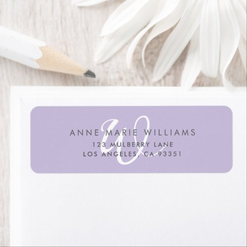 Modern Solid Lavender White Script Monogram Label
