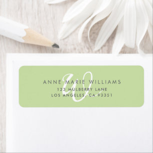 Modern Solid Light Green White Script Monogram Label