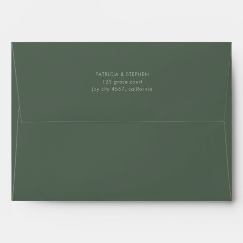 Modern Solid Moss Dark Green Wedding Envelope