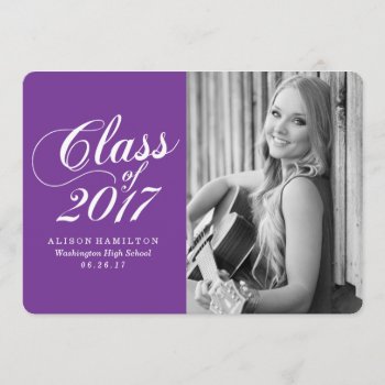 Modern Solid Purple | Graduation Announcement by cardeddesigns at Zazzle