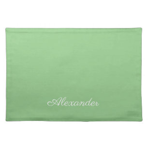 Modern Solid Sage Green template Black Script  Cloth Placemat