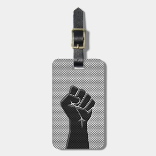 Modern Solidarity Fist in Carbon Fiber Style Luggage Tag