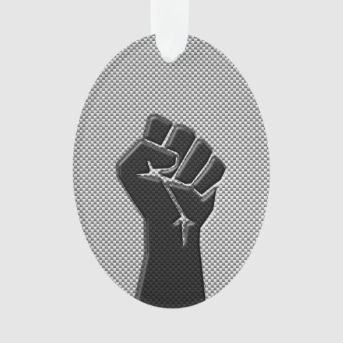 Modern Solidarity Fist in Carbon Fiber Style Ornament