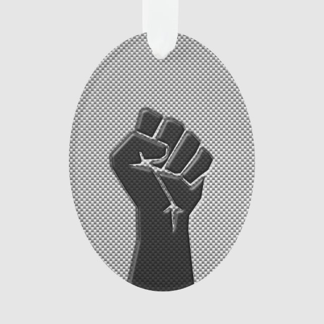 Modern Solidarity Fist in Carbon Fiber Style Ornament (Front)