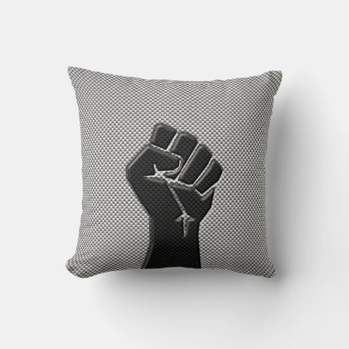 Modern Solidarity Fist in Carbon Fiber Style Throw Pillow