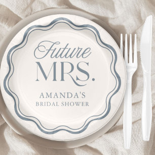 Modern Something Blue Bridal Shower Future Mrs. Paper Plates