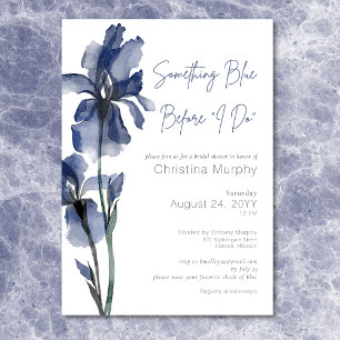 Modern Something Blue Iris Bridal Shower Invitation
