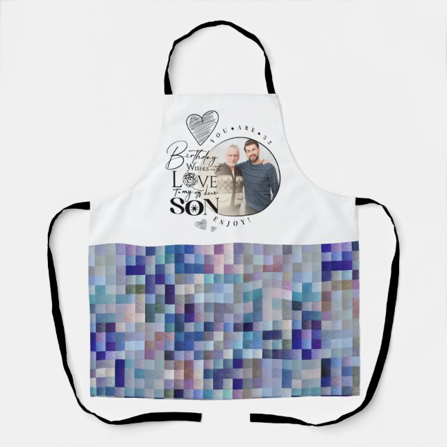 Modern Son , grandson Birthday Typography Photo Apron (Front)