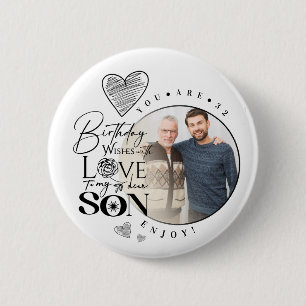 Modern Son , grandson Birthday Typography Photo Button