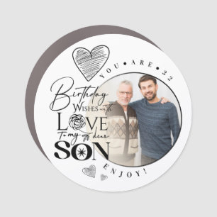 Modern Son , grandson Birthday Typography Photo Car Magnet