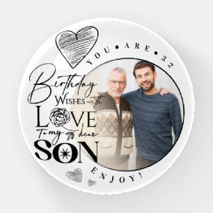 Modern Son , grandson Birthday Typography Photo Paperweight