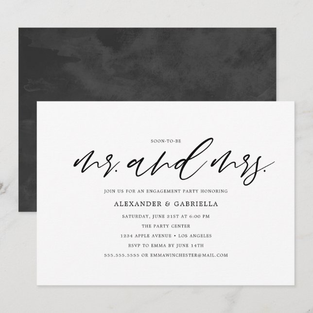 Modern Soon-To-Be Mr. & Mrs. Engagement Party Invitation (Front/Back)