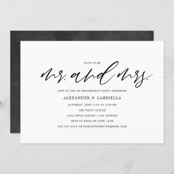 Modern Soon-to-be Mr. & Mrs. Engagement Party Invitation by PinkMoonPaperie at Zazzle