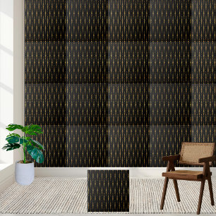 Modern Sophisticated Black and Gold Geometric Tile