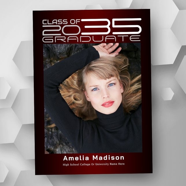 Modern Sophisticated Futuristic Photo Graduation Announcement (Available in high quality print or instant download for quick messaging, email or self printing.)