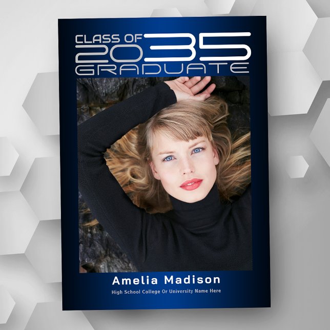 Modern Sophisticated Futuristic Photo Graduation Announcement (Available in high quality print or instant download for quick messaging, email or self printing.)