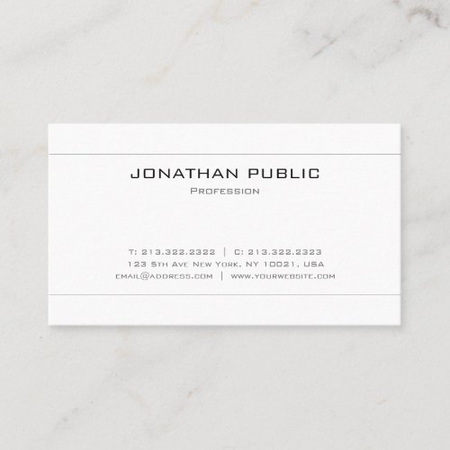 Modern Sophisticated Minimalistic White Plain Business Card
