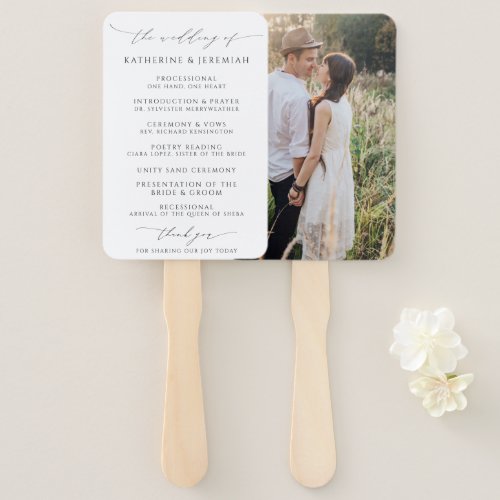 Modern Sophisticated Photo Wedding Program Hand Fan