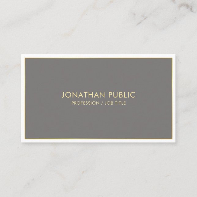 Modern Sophisticated Professional Brown Plain Luxe Business Card (Front)