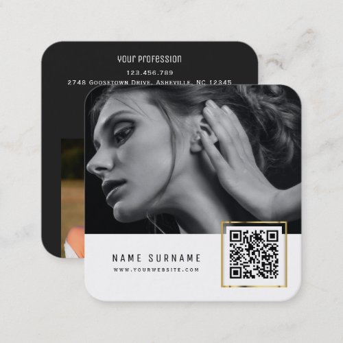 modern sophisticated QR code networking photos Square Business Card