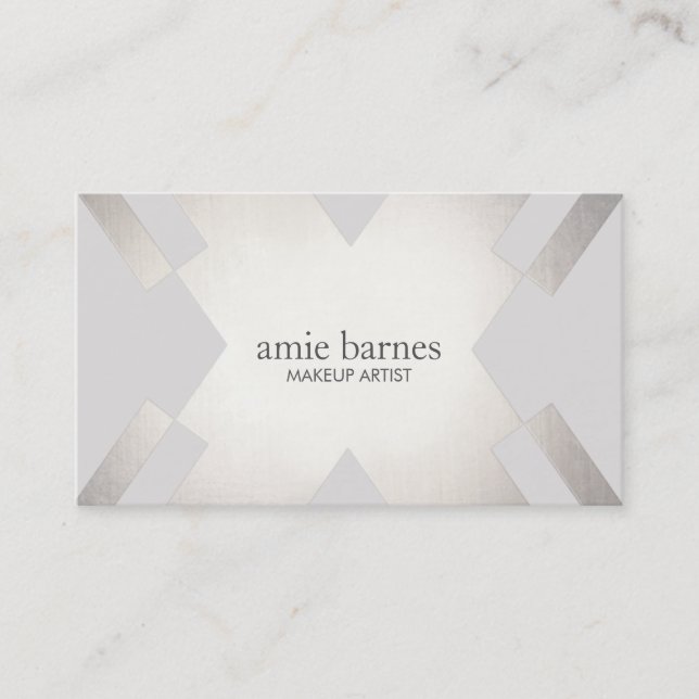 Modern Sophisticated Silver & Gray Geometric Chic Business Card (Front)