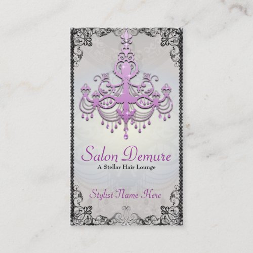Modern Sophisticated Silver Purple Designer Salon Business Card Templates