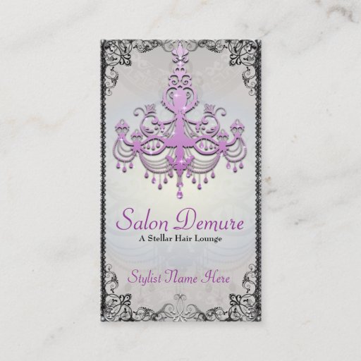 Customizable Modern Sophisticated Silver Purple Designer Salon Business Card Templates